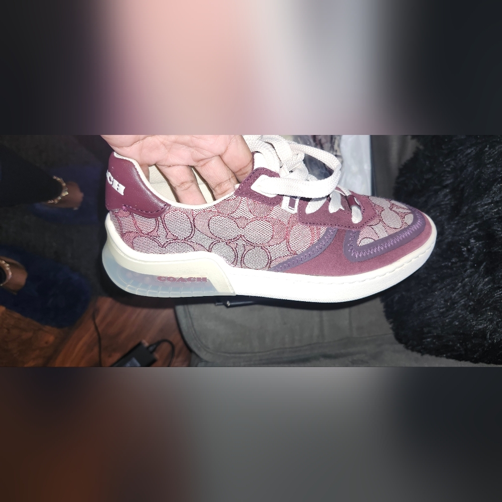 Coach Red and Cream Sneakers with Distinctive Design